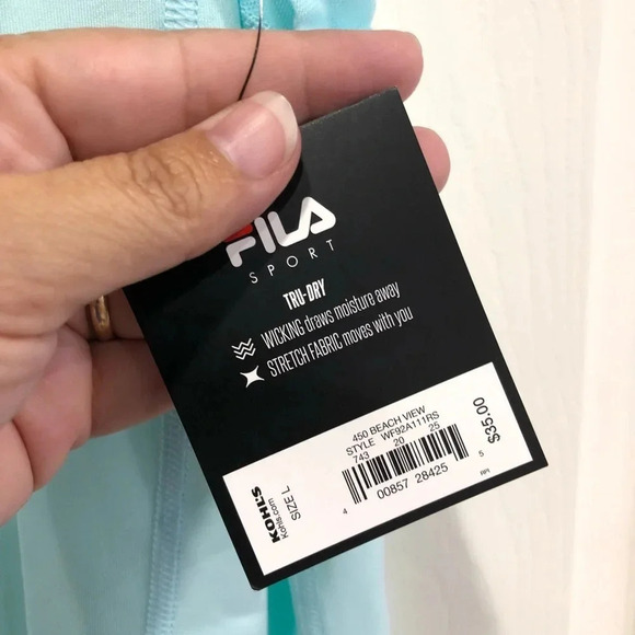 Fila Women’s L Large Mesh Light Teal Tank Top NWT Oval Cutout Tank Top - Picture 4 of 6